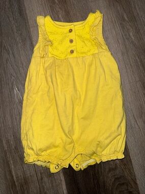 Carter's Bright Yellow Cotton Baby Romper with Ruffle Shoulders
